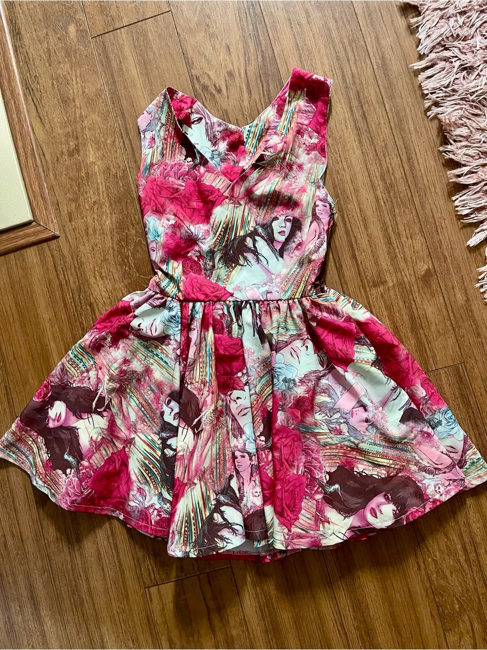 Girls Floral Print Fit-and-Flare Dress in Pink